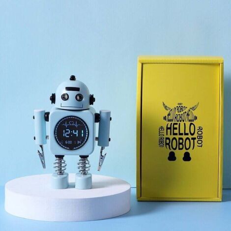Kids Alarm Clock, Day/Night LED Light Kids Alarm Clock with 5 Different Melodies, 3 Volume Levels, Time and Room Temperature Display(Light Blue) (1/3)