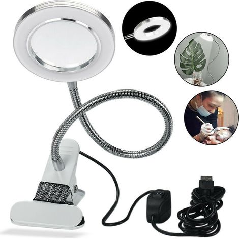 MINE Lampe de Bureau Lampe de Protection des Yeux Lampe de Table Lampe de Bureau Flexible pour le Tatouage d'Art d'Ongle (Avec grossissement) (1/4)