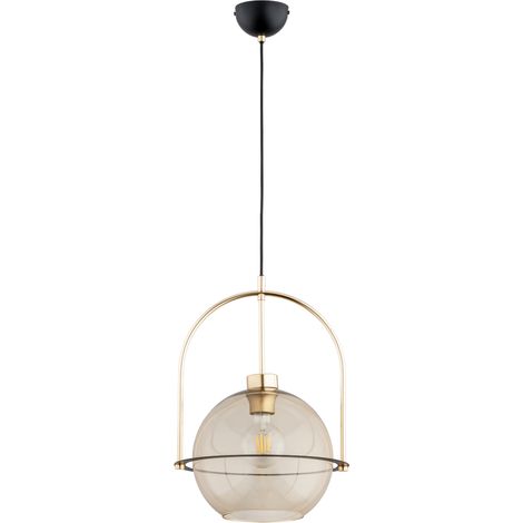 Suspension boule verre ambré noir/or 1xE27 15W Alfa (1/3)