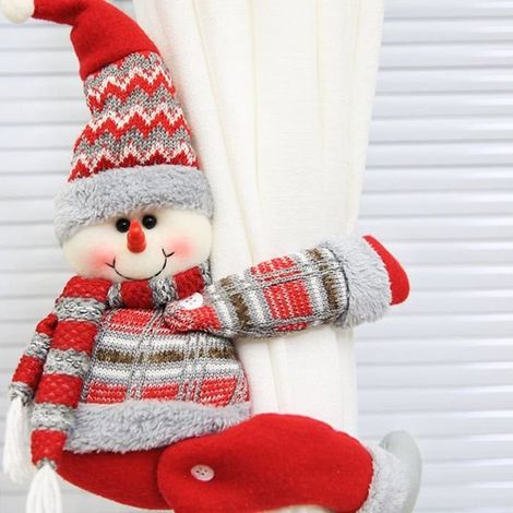 Embrasses de rideaux de noël, décorations de noël rouges, rideaux de fenêtre de dessin animé, supports à tirer pour rideaux, (1/5)