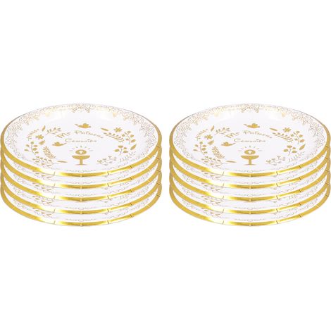 10 plateaux alimentaires jetables ronds en papier résistants aux coupures, adaptés micro-ondes pour fêtes et pique-niques (1/5)