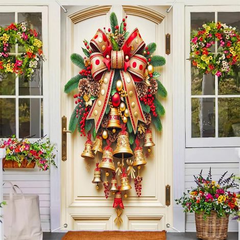 Rideau De Porte De Noël - 90 X 180 Cm - Tissu Polyester - Décoration Festive Pour Porte Intérieure Et Extérieure - 1 Pièce (1/5)