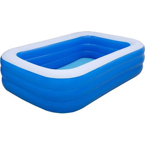 Piscine familiale gonflable 210×135×60 cm Grande piscine rectangulaire pour enfants et adultes, utilisation extérieure dans le jardin (bleue) (1/5)