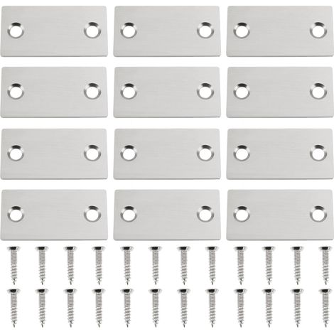 12pcs Plaques de Remplissage de Trou de Gâche de Porte en Acier Inoxydable avec Vis 28 x 56,6 mm pour Couvrir Le Trou de Serrure de Porte (1/5)
