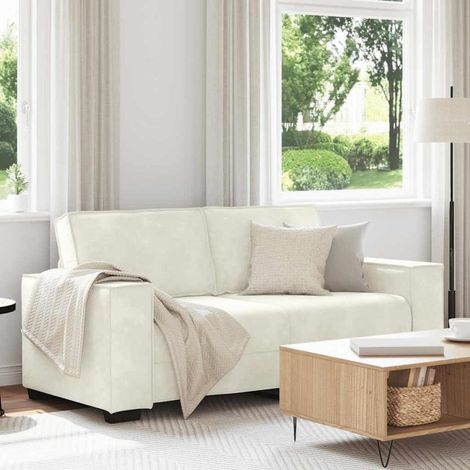 2-Sitzer Sofa Samt Creme 140 cm mit breiten Armlehnen (1/5)