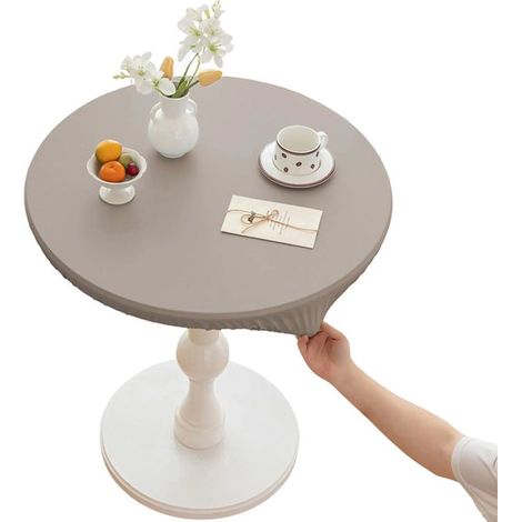 Tovaglia rotonda elasticizzata, grigia, 120 cm di diametro (1/5)