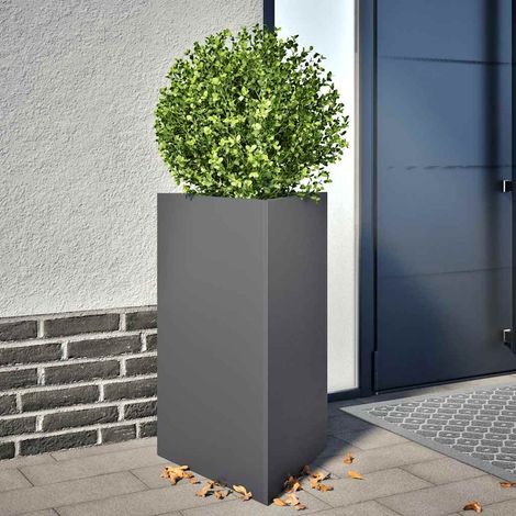 Jardinière de Jardin Triangulaire en Acier Bac à Fleurs Anthracite 50 x 43 x 75 cm - PANGIVO (1/5)