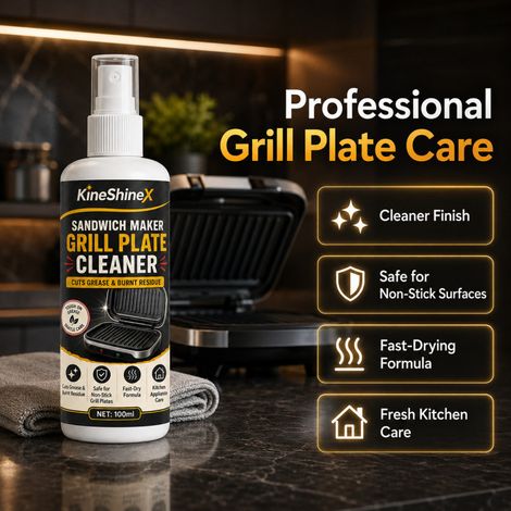 KineShineX Sandwich Maker Cleaner Spray entfernt eingebranntes Fett und reinigt Backbleche schonend. (1/4)