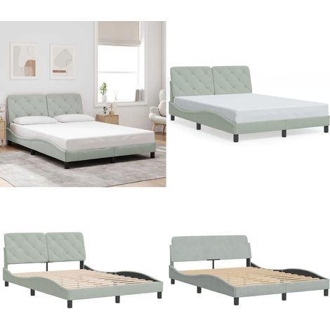 Bettgestell ohne Matratze Hellgrau 140x200 cm Samt - Bettstellengestell - Doppelbett - Samtbettwäsche - Boxspringbett - Lattenrost - Home & Living