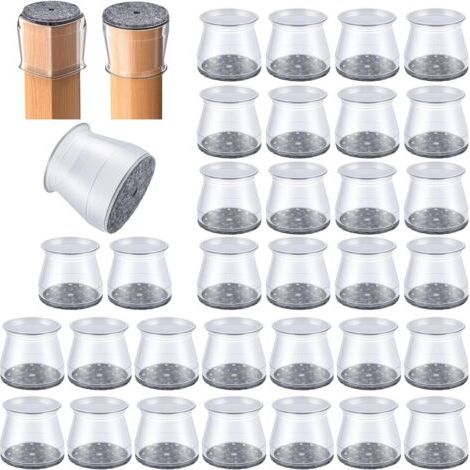 QORVA-Protections transparentes pour pieds de chaise (grand format, recommandées pour les pieds de chaise d'un diamètre de 3,4 à 4,5 cm). Lot de 32.