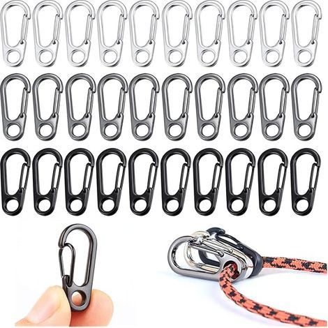 Mousqueton Mini - Alliage De Zinc - 33 X 18 X 2 Mm - Ouverture Max 12 Mm - Pour Randonnée Camping EDC Accessoires Paracord - 30 Pièces (1/3)