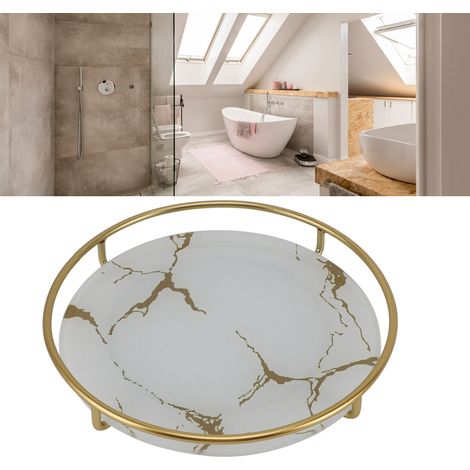 Étagère de salle de bain ronde à motif doré (1/5)