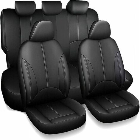 9 pièces / ensemble en cuir PU voiture Auto camion SUV housse de siège ensemble complet avant siège arrière coussin tapis protecteur (1/5)