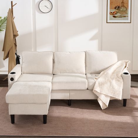 Canapé et lit avec des ports USB et Type-C. Canapé à trois places, avec deux compartiments pour les boissons, idéal pour le salon, l’appartement, la salle de repos ou la chambre à coucher. Lit en form (1/5)