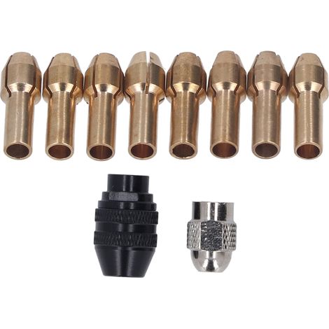 Bohrfutter-Spannzangenset 1/32 Zoll bis 1/8 Zoll, Schnellspannfutteradapter für Rotationswerkzeuge mit 8 Messing-Spannzangengrößen und Muttern für Dremel (1/5)