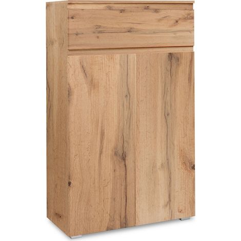 Meuble à chaussures 2 portes 1 tiroir 80x40,1x129,4 cm chêne - MITZ (1/5)