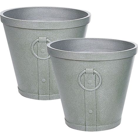 Pot à Plantes pour Intérieur et Extérieur 45x45x41 cm en Fibre Argile et Verre Résistante aux UV Gris Vari (1/5)