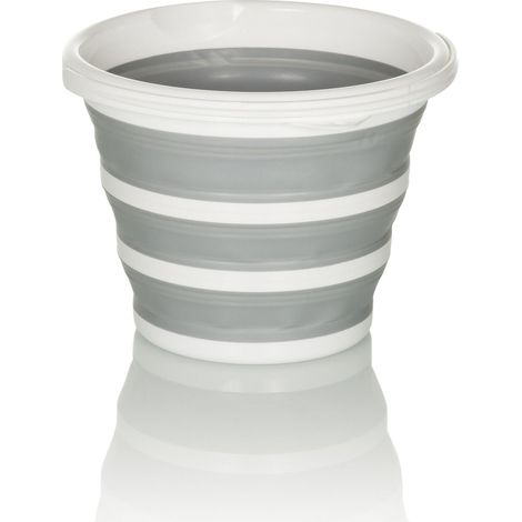 Seau pliable, CLEAN SILR 10l rond plastique gris/blanc hjh OFFICE (1/5)