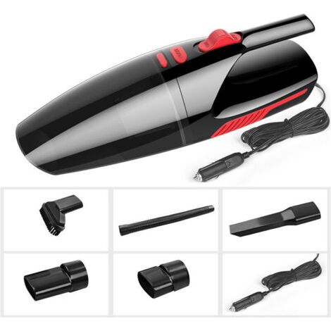 BUNTHAUS Aspirateur à main 120 W avec lumière LED, adapté à une utilisation en voiture et à la maison, éliminant les liquides, les particules et les dépôts de cheveux