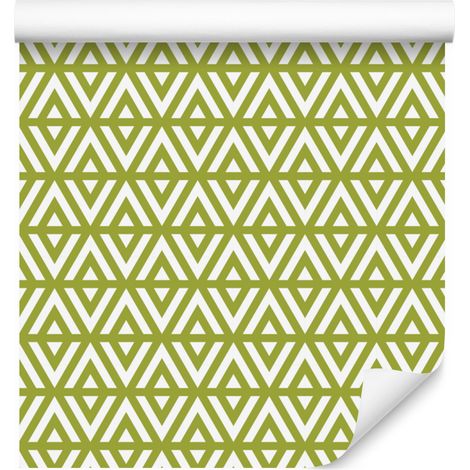 Carta da parati con motivo geometrico giallo e beige per soggiorno e camera da letto, 50x1000 cm (1/5)
