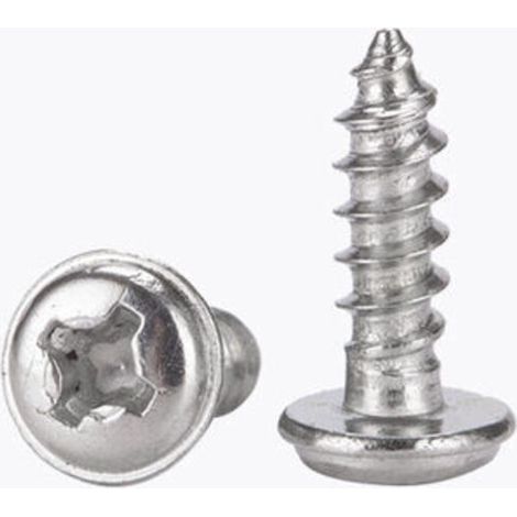 Tornillos autorroscantes de cabeza plana de 2,6 x 8 mm con arandela, acero inoxidable 304, 50 unidades.