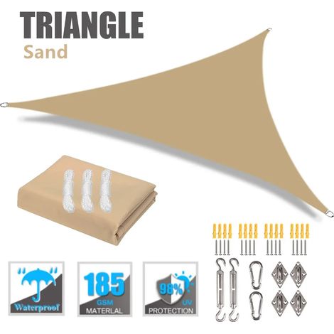 (Jaune sable, accessoires d'installation inclus, 5x5x5m) Auvent pare-soleil imperméable, protection UV à 98%. (1/5)