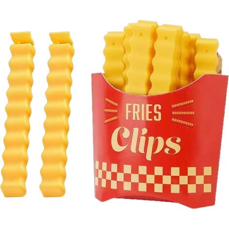 Lot de 12 pinces à frites mignonnes avec boîte de rangement magnétique - 10 x 1,4 cm - Support magnétique solide pour sacs de congélation de cuisine - Pour garder les aliments frais et organisés (1/5)