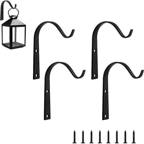 Juego de ganchos para colgar - Soportes de pared - Decoración colgante - Metal resistente a la corrosión - 4 piezas - Negro (1/5)