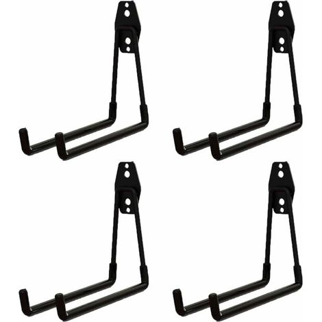 Lot de 4 crochets muraux en caoutchouc pour garage, charges lourdes, pour échelle, appareils, chaise, tuyau, vélos (noir)