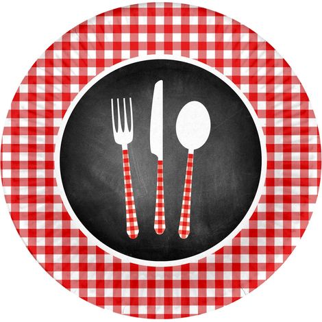 Set de 10 assiettes en carton 18 cm Menu du jour