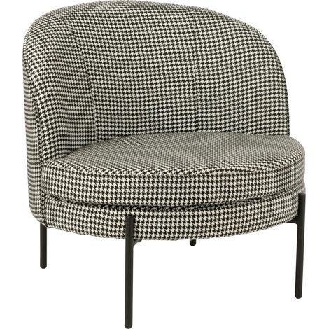 Fauteuil Pied-de-Poule "Joshua" 70cm Noir & Blanc (1/5)