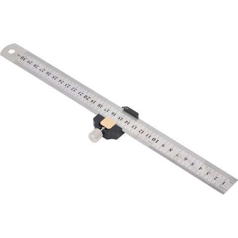 Règle en acier 30 cm 12 pouces système impérial métrique avec repère d'angle pour traçage gravure (1/5)