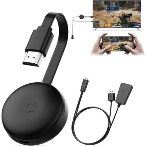 Miracast Wireless HDMI Dongle Adapter, Récepteur Screen Mirroring pour iOS/Android/Windows/macOS/Laptop/Tablet vers TV/Moniteur/Projecteur, HDMI Extender Compatible AirPlay, Miracast, DLNA (1/5)