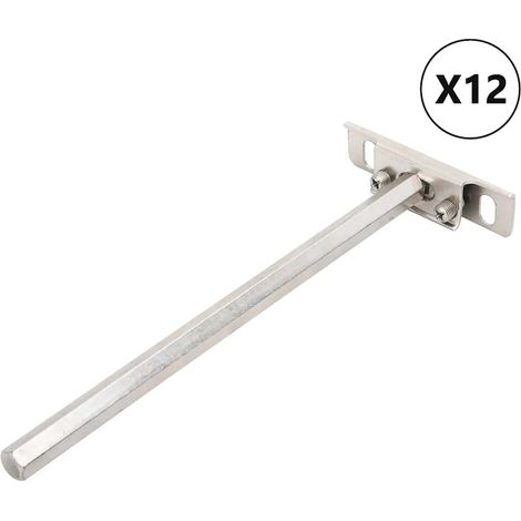 vidaXL Floating Shelf Brackets 12pcs Invisible Ø12x200 mm Carbon Steel
