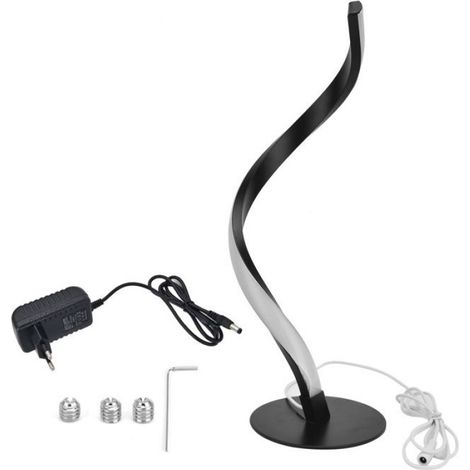 1 Lampe de table LED spirale S, Aluminium Fer Silicone, Veilleuse lecture chevet, Câble USB 90cm, Prise UE 100-240V (1/5)