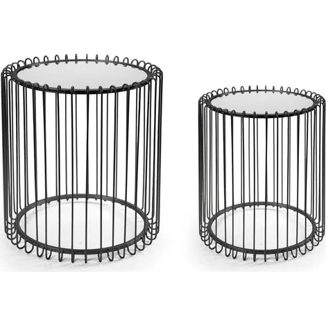 Set de 2 mesas auxiliares metálicas Ø48x51 y Ø38x47