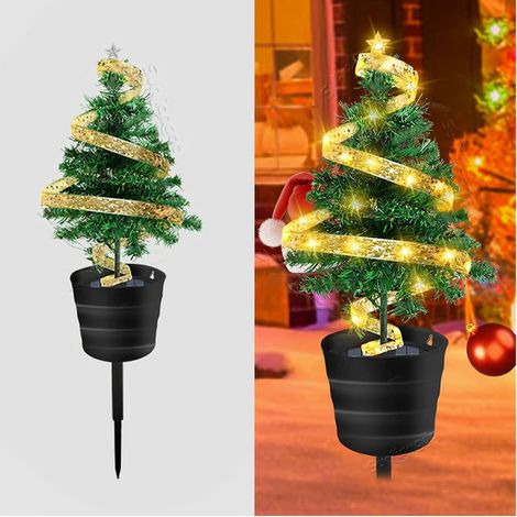 Sapin de Noël Solaire avec Guirlande Lumineuse, Décorations de Fête pour Jardin Extérieur, Arbre Lumineux Petit pour Noël, 1 Pièce, Énergie Solaire (1/5)
