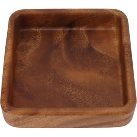 Plateau de service en bois, plat à fruits en noyer, plateau décoratif, plat portable pour snacks, café, thé, apéritif (carré 15x15 cm) (1/5)