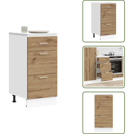 The Living Store Armario bajo "Lyon" Roble Artesano 40x46x81,5 cm Madera de ingeniería - Almacenamiento cocina