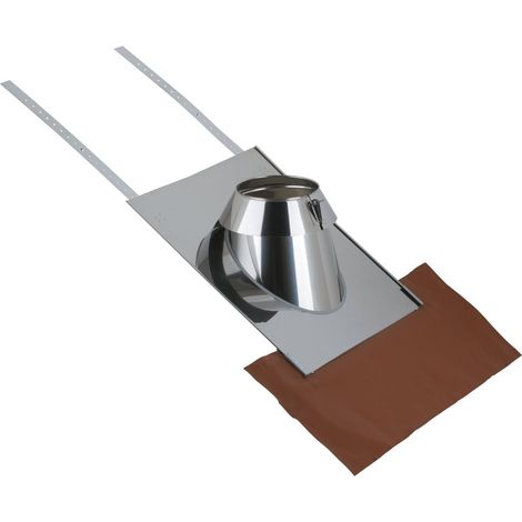 Poujoulat – Solin de toit inox 15 à 30° – Pour tuiles Therminox – Diamètre intérieur 130mm – Diamètre extérieur 194mm – Kit d'étanchéité inclus