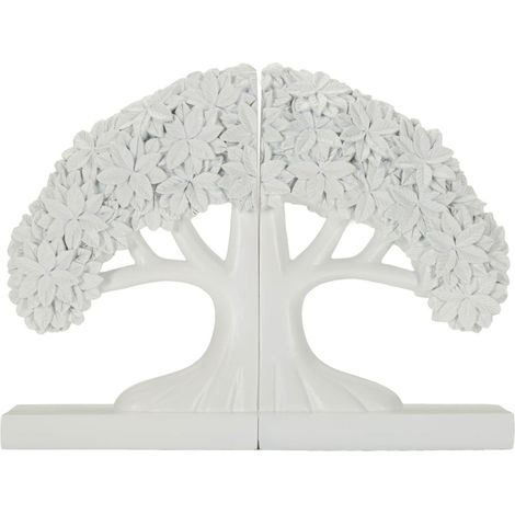 Fermalibri in resina bianca, 23,5x8x18 cm – forma di Albero