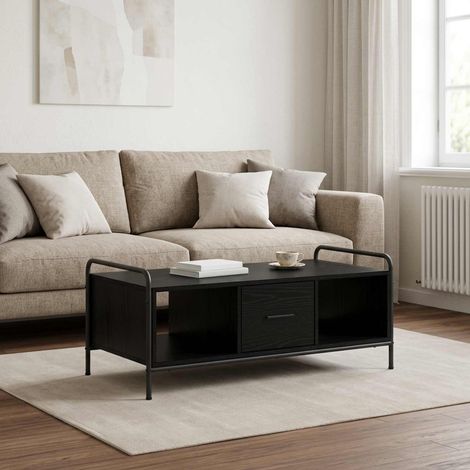 vidaXL Mesa de centro Roble Negro 99,5 x 49 x 41 cm (1/5)