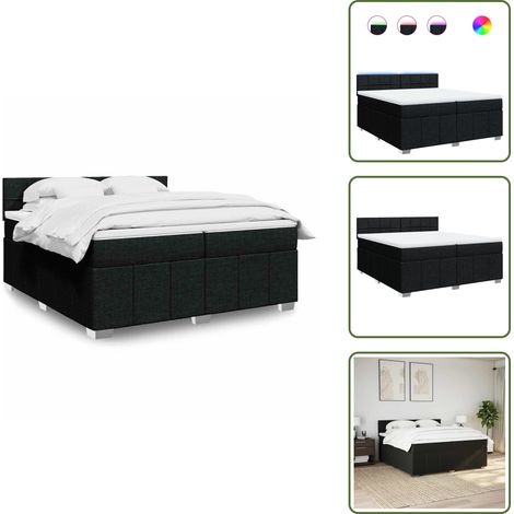 Sommier à lattes de lit avec matelas Noir 200x200 cm Tissu - Sommier À Lattes De Lit - Sommiers À Lattes De Lit - Lit - Meuble De Chambre À Coucher (1/5)