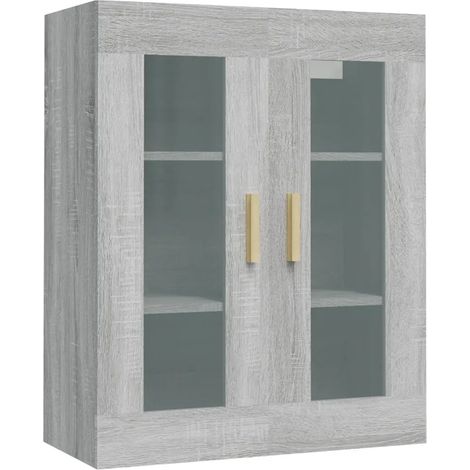 Armario de almacenamiento mural práctico para salón 69 x 34 x 90 cm madera de ingeniería gris 020048317 (1/5)