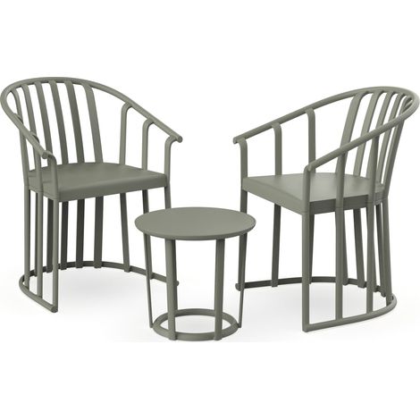 Set 2+1 fauteuils-table intérieur, extérieur gris verdâtre RAFF Resol (1/5)