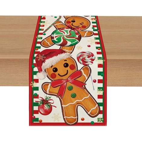 2 chemins de table Noël pain épices 33x183 cm