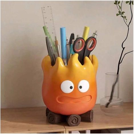 Porte-stylo Flame, porte-stylo étudiant grande capacité, support de rangement de bureau, orange, 1 paquet (1/4)