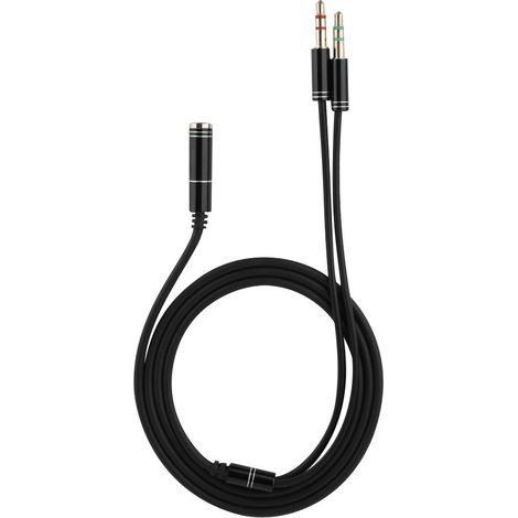 Câble de division audio 3.5mm femelle vers 2 mâles pour casque et microphone (1/5)