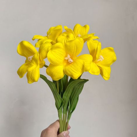 Hochwertige künstliche PU-Tulpen – Dekorative Innenblumen für Hochzeit, Blumenarrangements und Foto-Requisiten – 10 Stück gelb