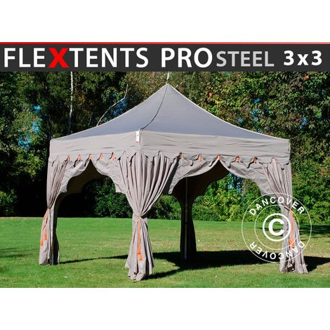 Pop up gazebo FleXtents PRO Steel "Raj" 3x3 m Latte/Orange
